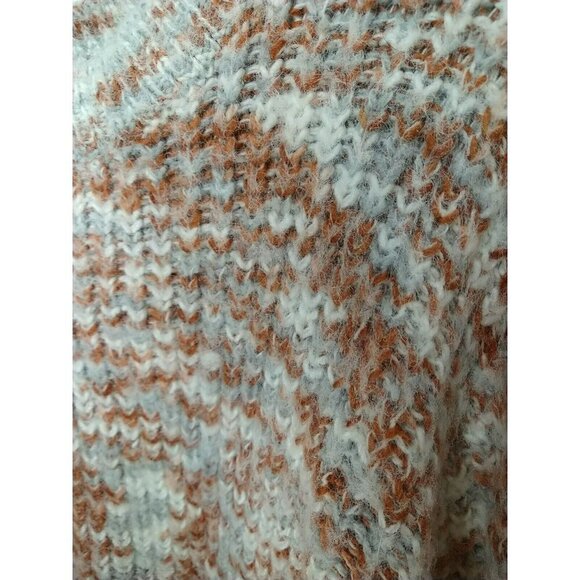 Rd style Women's Long Sleeve Orange White Grey Y2K Hi Lo Hem Sweater. Size L - Picture 5 of 13